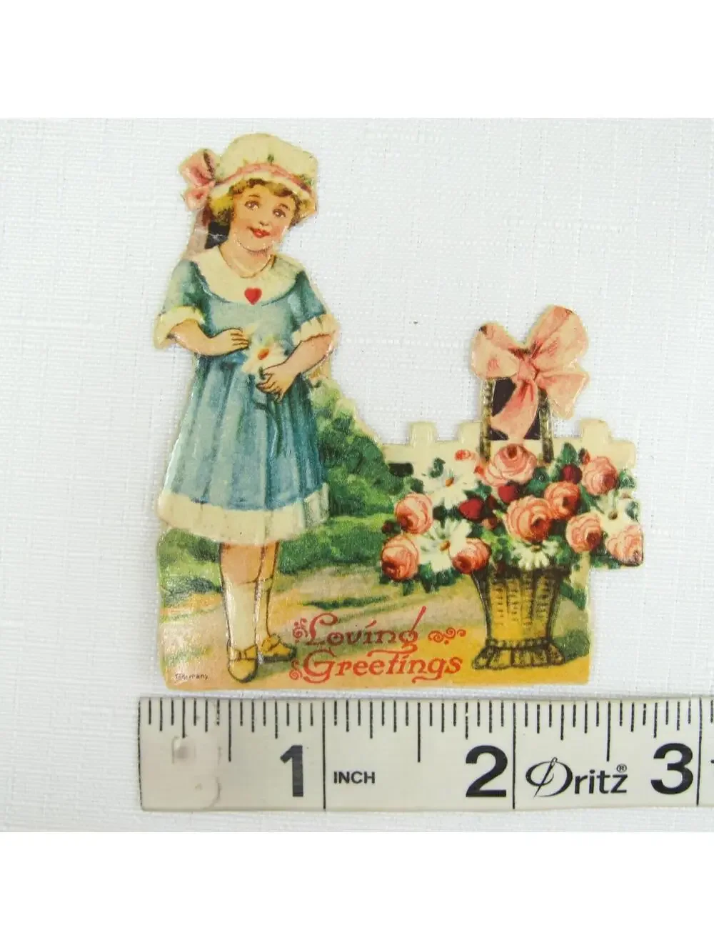 Vintage Valentine Die Cut Stand Up Victorian Girl Germany 1920-30s UNSIGNED